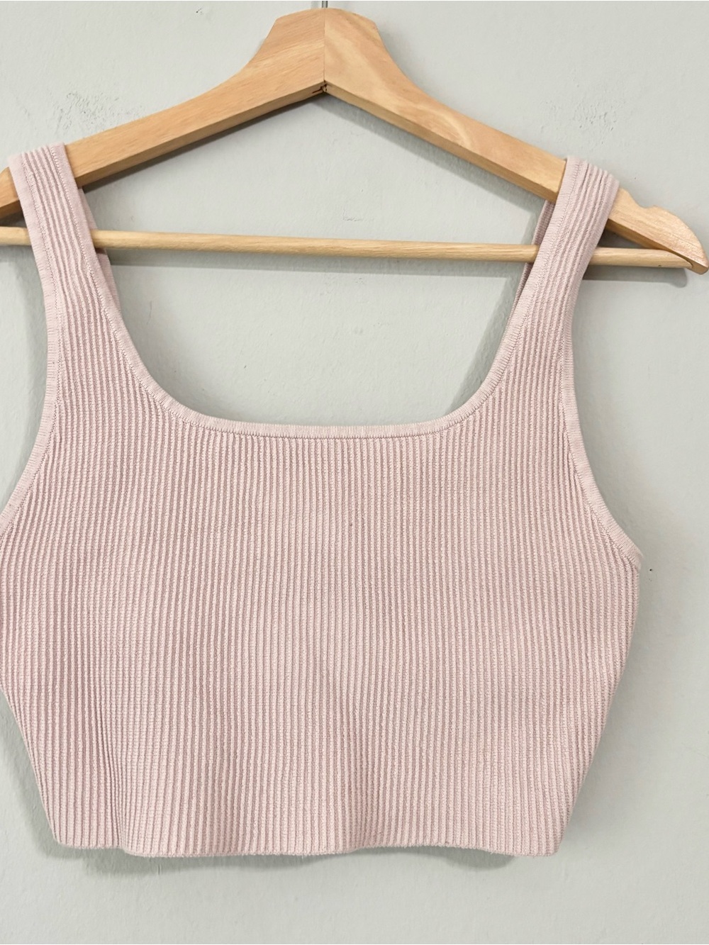Babaton Baby Pink Ribbed Crop Top